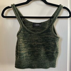 🔥 Cider Boho Olive Knit Crop Top Size S